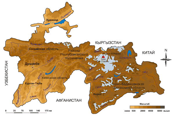 Карта таджикистан согдийская область